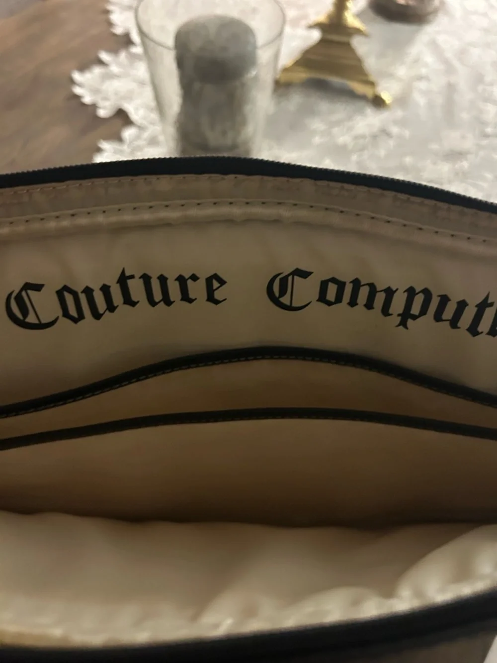 Juicy Couture Dark Brown Suede lap top, iPad padded protector.